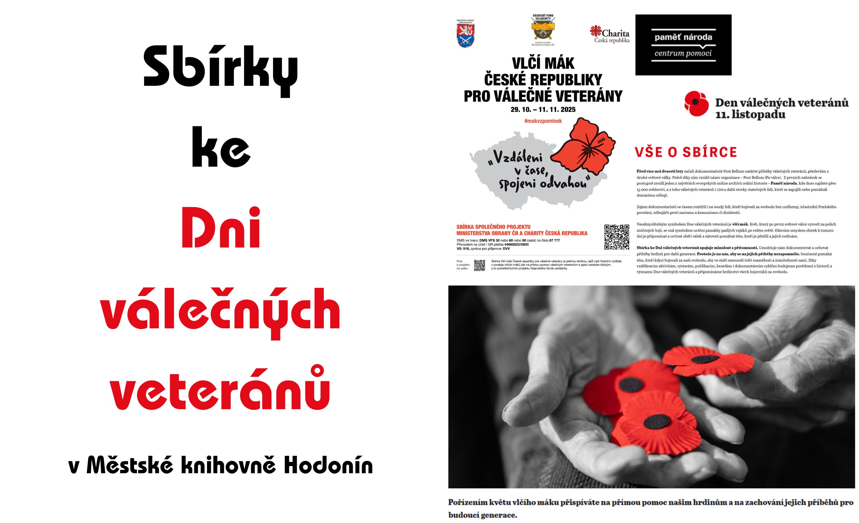 Přijďte k nám do knihovny podpořit válečné veterány zakoupením vlčího máku.